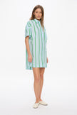 Chiara Short Sleeve Mini Dress - Stripes - Delicate Blue/White/Light Verde/Navy