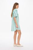 Chiara Short Sleeve Mini Dress - Stripes - Delicate Blue/White/Light Verde/Navy