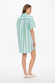 Chiara Short Sleeve Mini Dress - Stripes - Delicate Blue/White/Light Verde/Navy