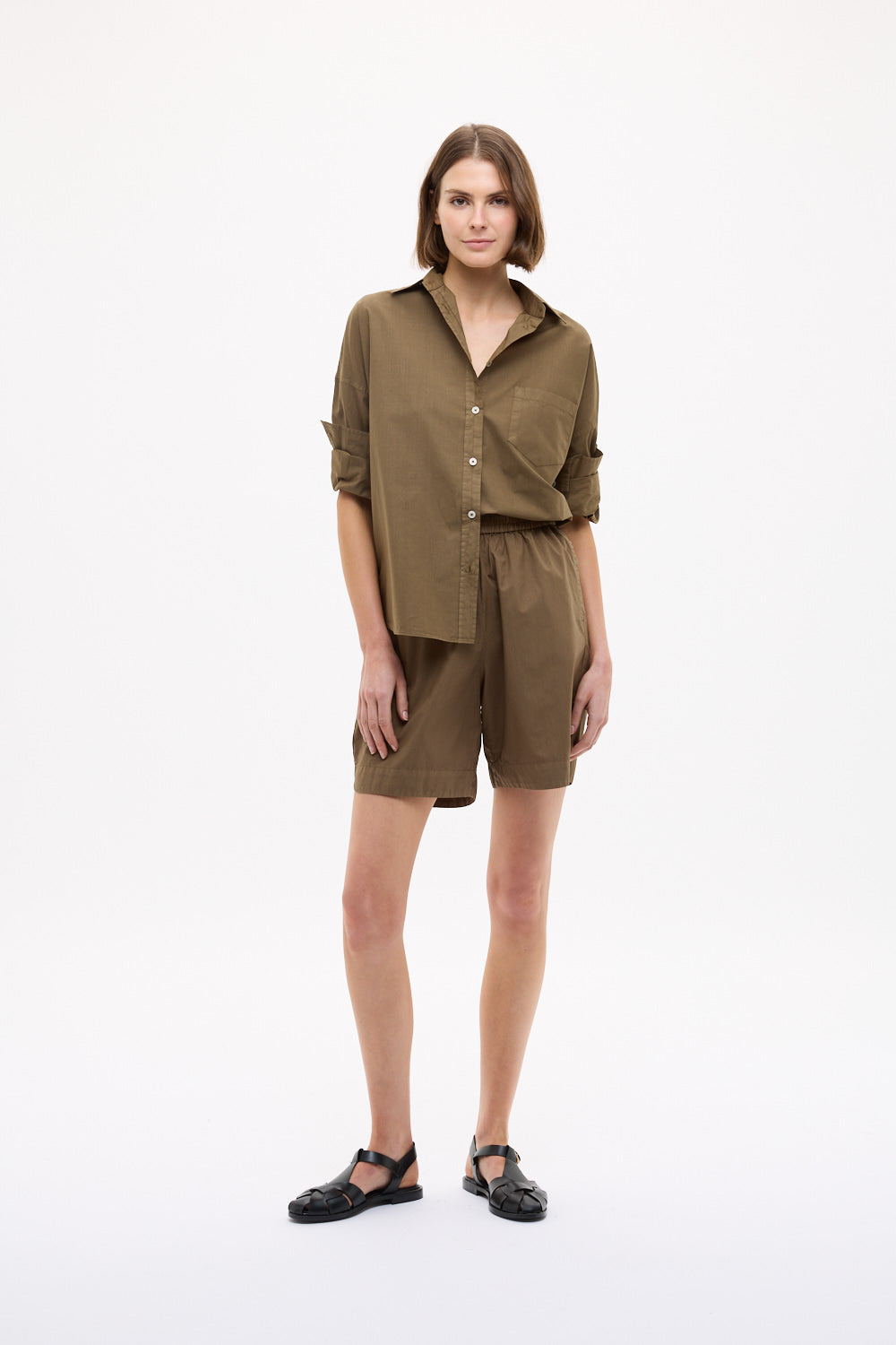 Chiara Mid Length Shorts - Dark Olive