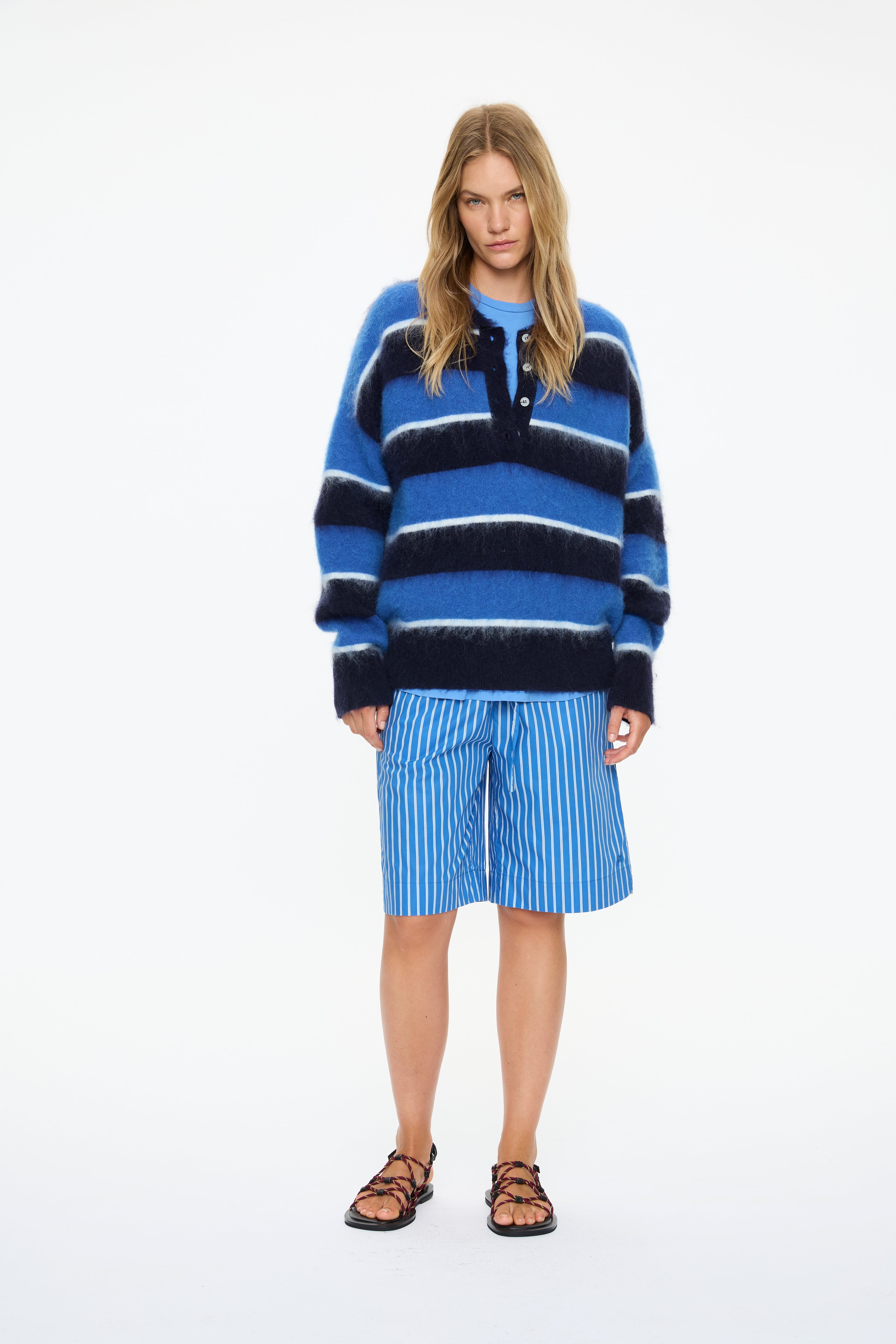 Dakota Polo Knit - Navy/Ink Blue/Natural