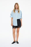 Mara Oversized Long Sleeve Shirt - Sky/Navy/White
