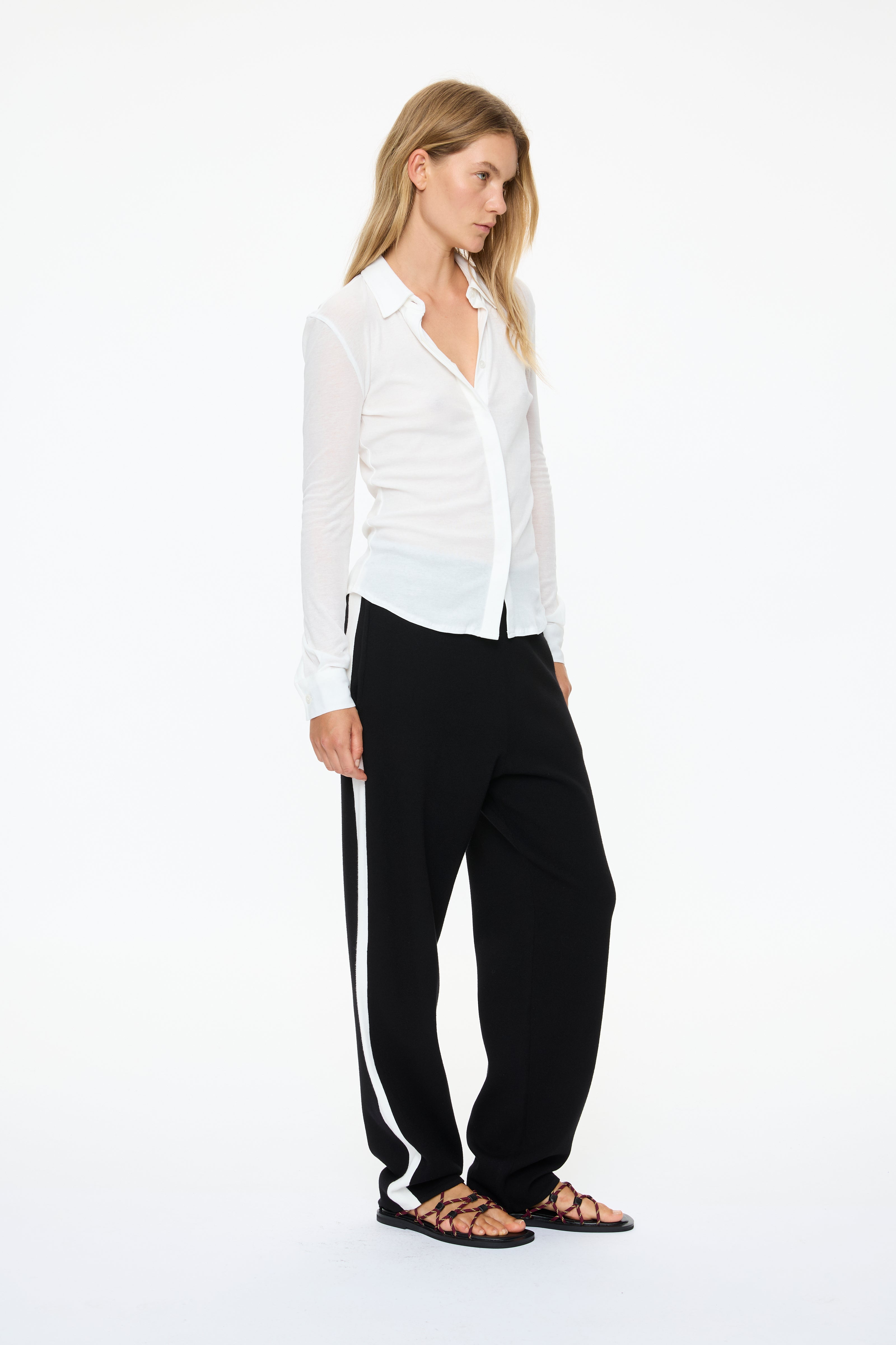 WR Track Pant - Black + White Stripe