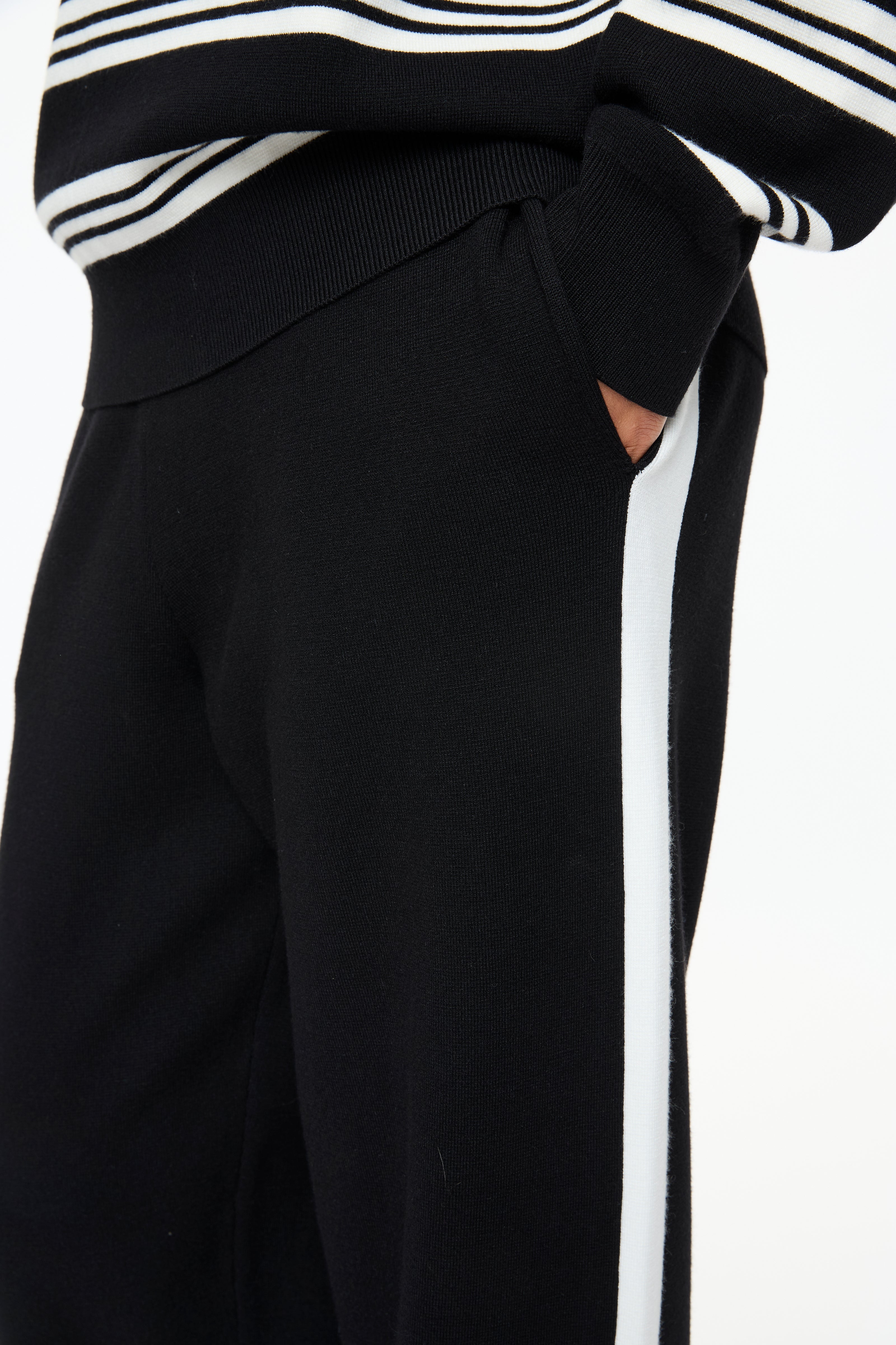 WR Track Pant - Black + White Stripe