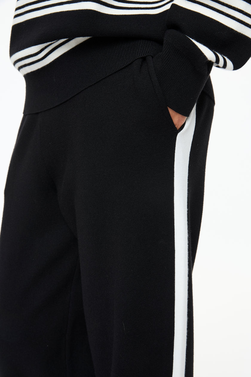 WR Track Pant - Black + White Stripe