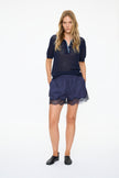 Thea Pointelle Polo - Navy + Azure/Natural Tipping