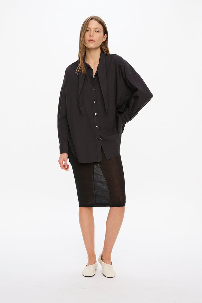 Alma Neck-Tie Shirt - Black