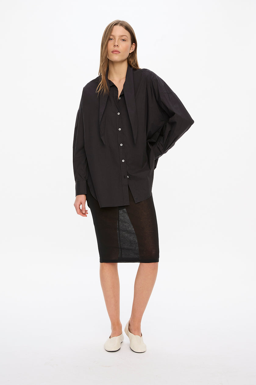 Alma Neck-Tie Shirt - Black