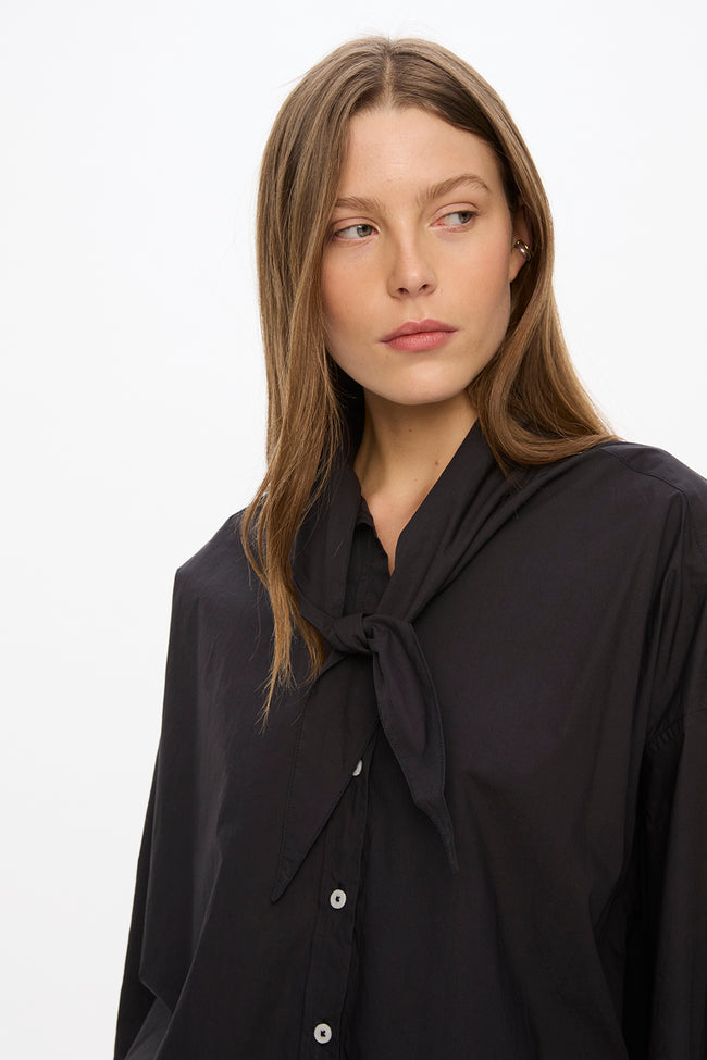 Alma Neck-Tie Shirt - Black