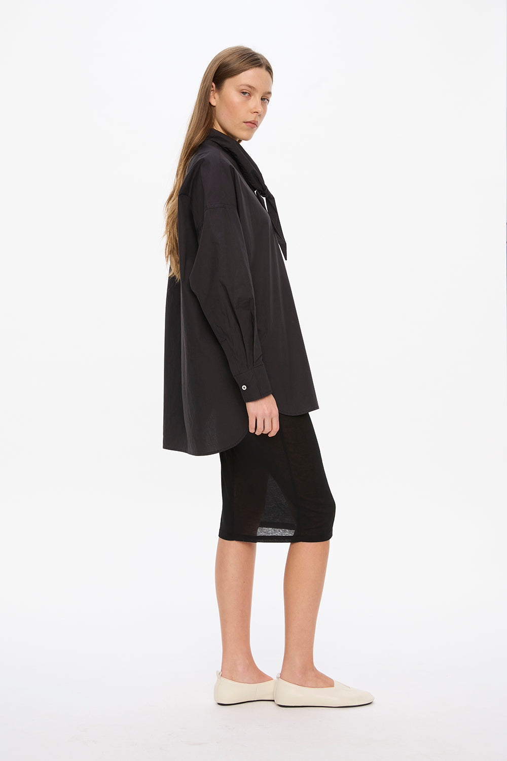 Alma Neck-Tie Shirt - Black
