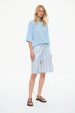 3/4 Sleeve Pointelle knit tee Sky + White/Sangria neck bind tipping