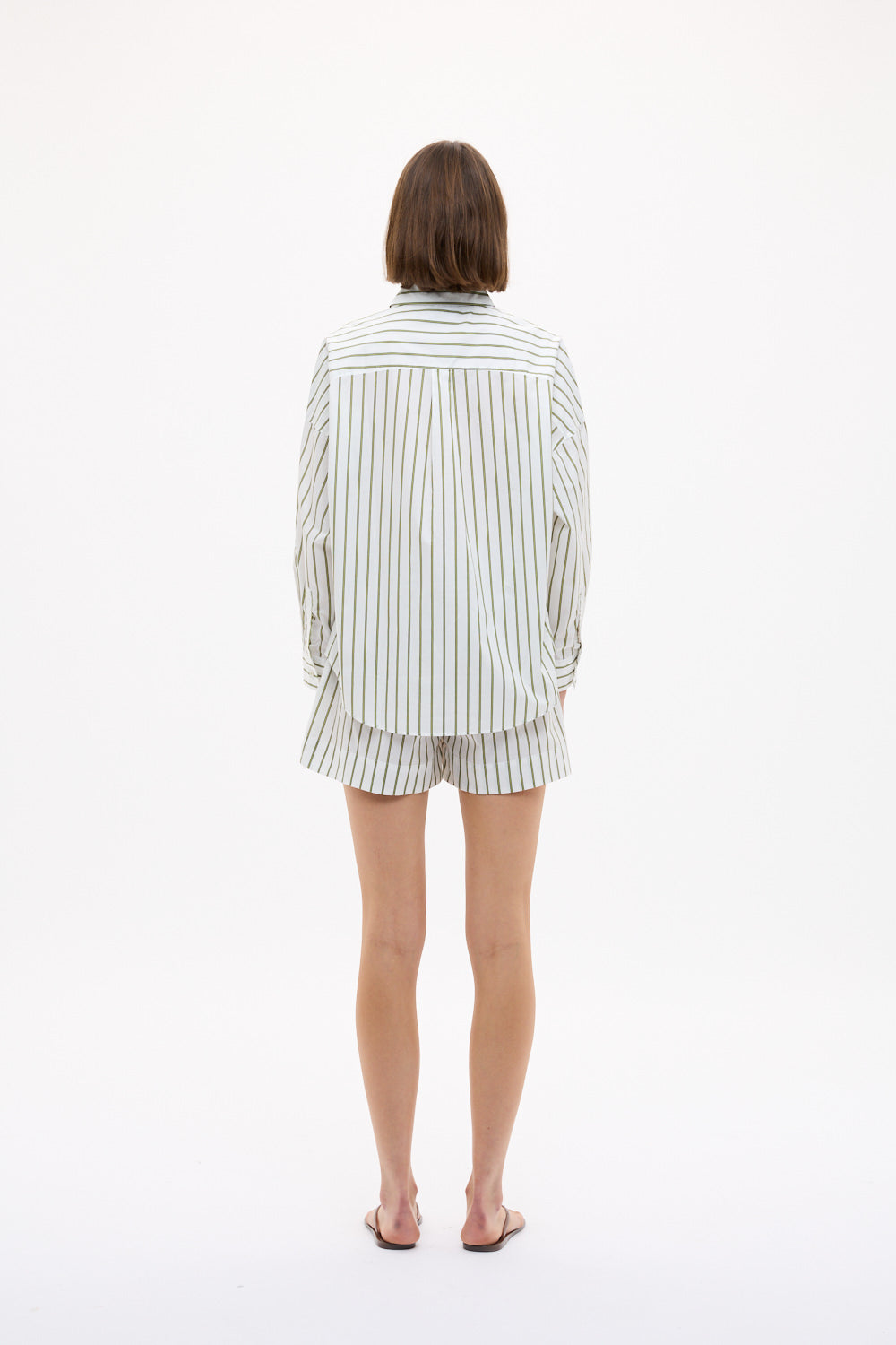 Chiara Long Sleeve Shirt Stripe - Natural/Dark Olive/Sunny Lime