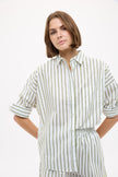 Chiara Long Sleeve Shirt Stripe - Natural/Dark Olive/Sunny Lime