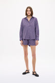 Chiara Long Sleeve Shirt Stripe - Fig/Ink Blue/ Pastel Lilac