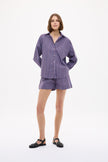 Chiara Long Sleeve Shirt Stripe - Fig/Ink Blue/ Pastel Lilac