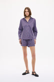 Chiara Long Sleeve Shirt Stripe - Fig/Ink Blue/ Pastel Lilac