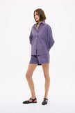 Chiara Shorts Multi Stripe - Fig/Ink-blue/Pastel Lilac