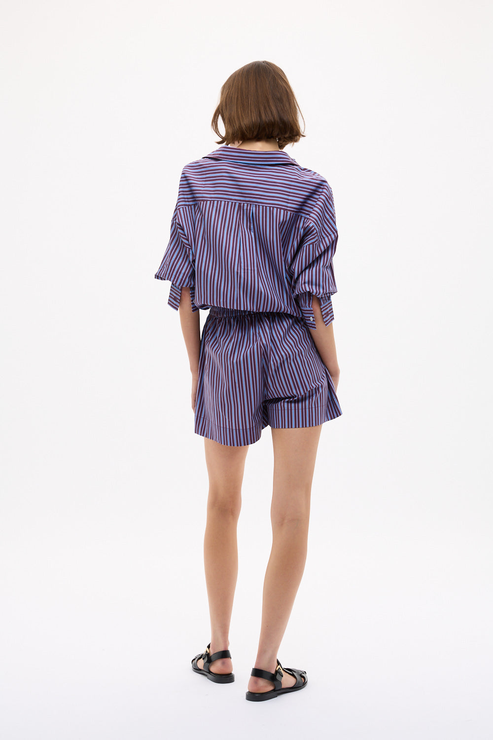 Chiara Long Sleeve Shirt Stripe - Fig/Ink Blue/ Pastel Lilac