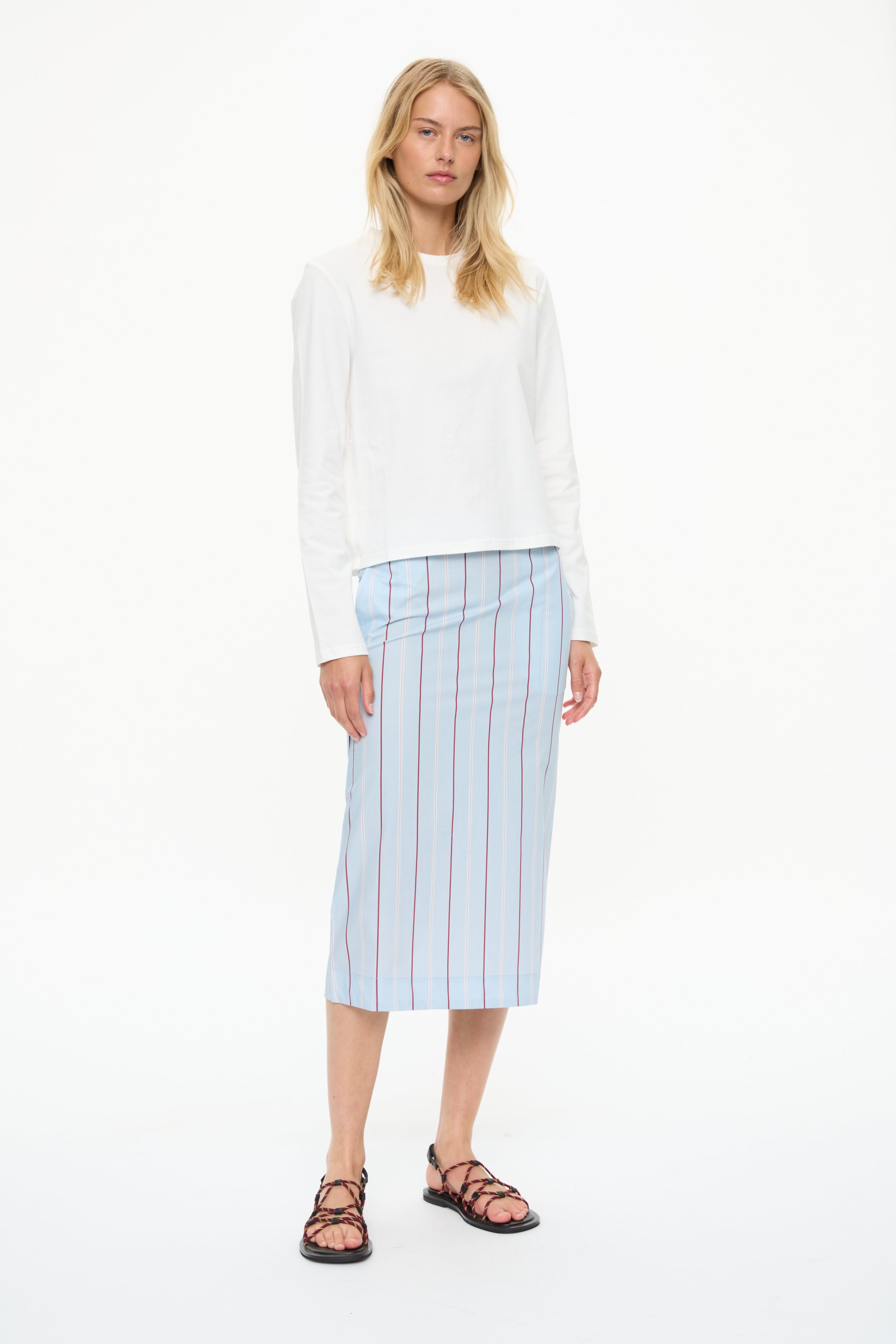 Chiara Pencil Skirt Sky/Sangria/White Stripe