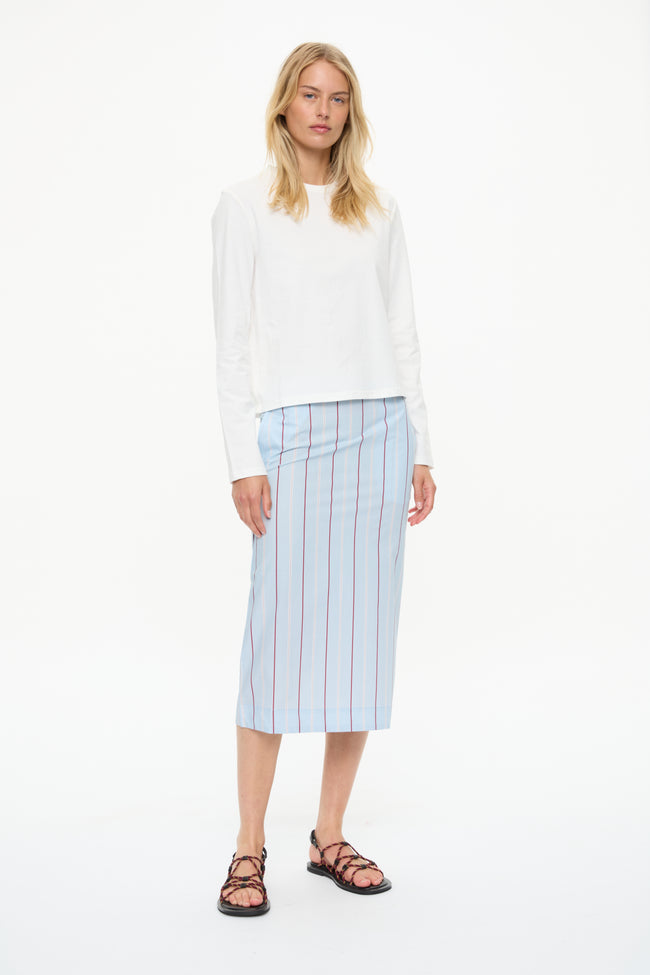 Chiara Pencil Skirt Sky/Sangria/White Stripe