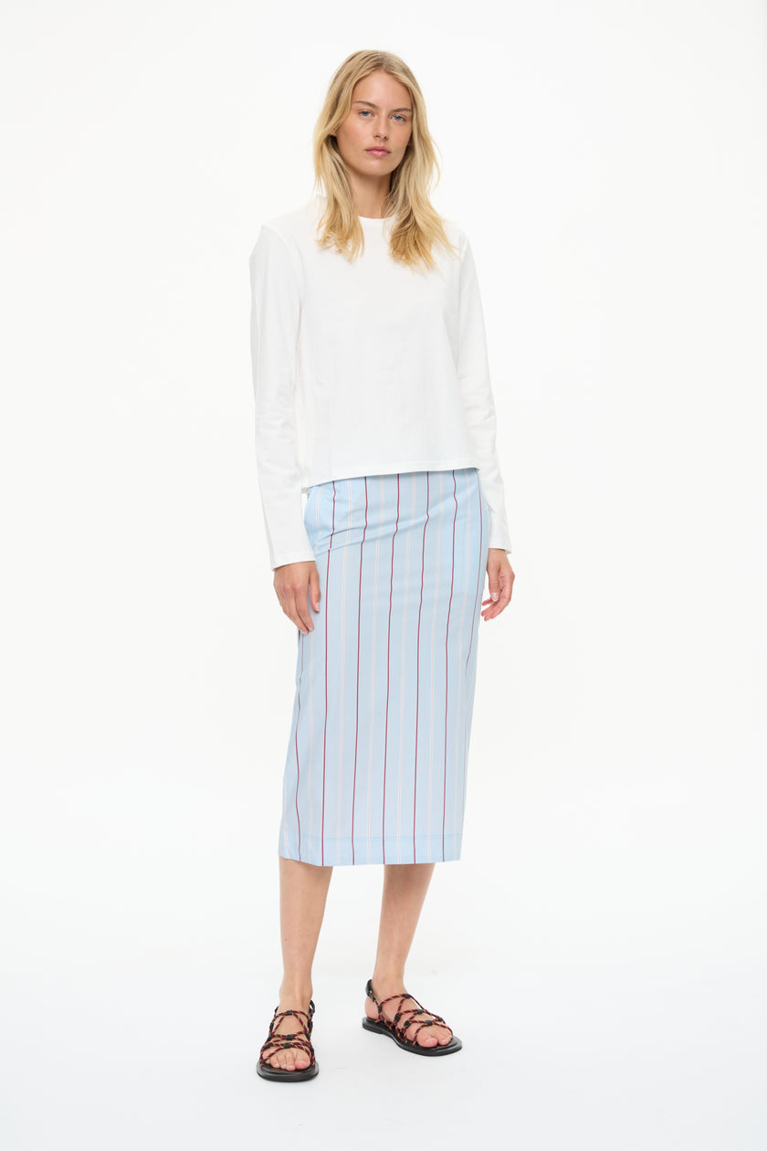 Chiara Pencil Skirt Sky/Sangria/White Stripe