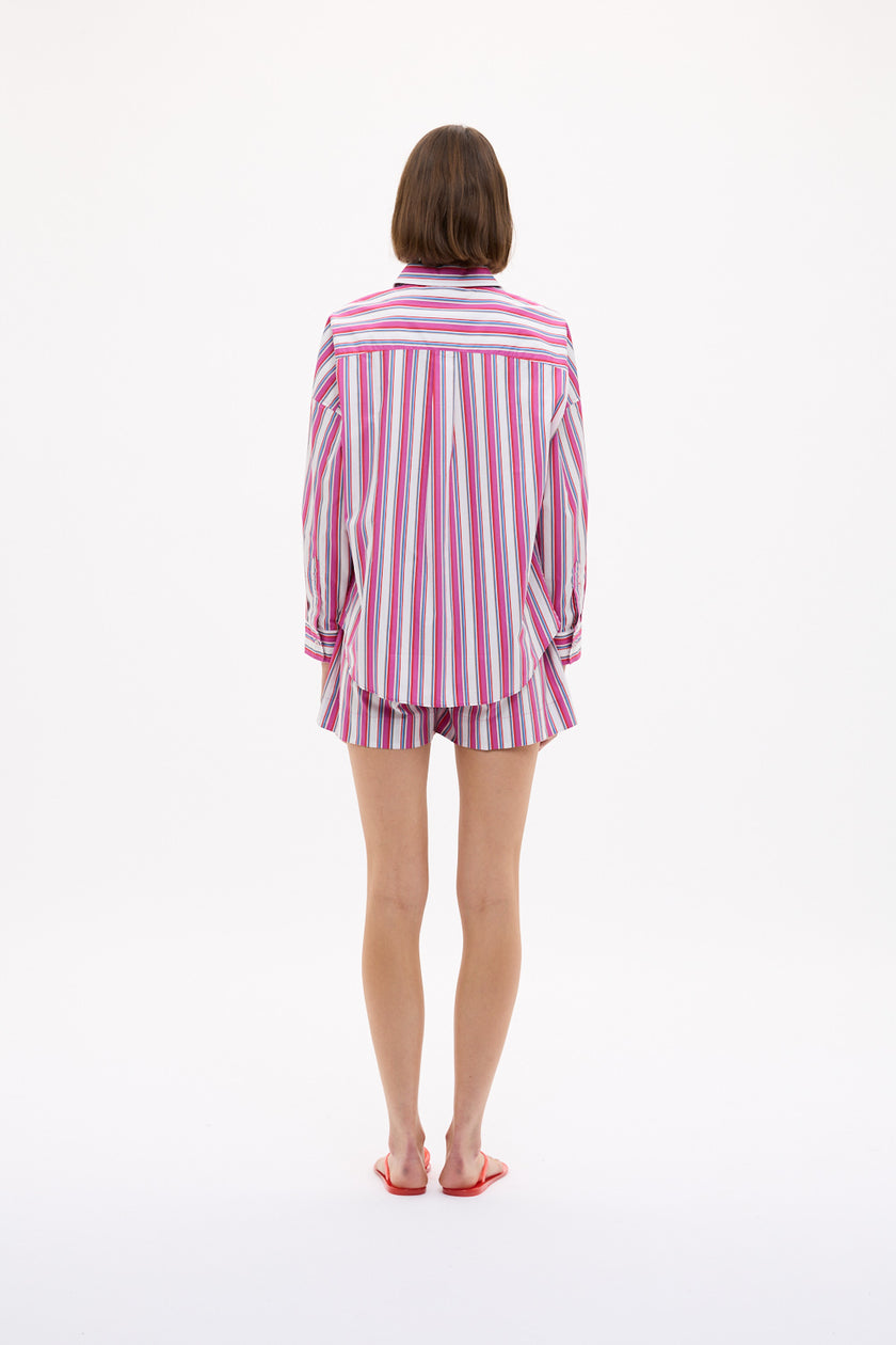 Chiara Long Sleeve Shirt Stripe - Fuschia Multi Stripe