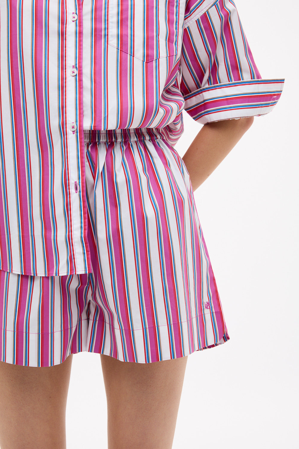 Chiara Long Sleeve Shirt Stripe - Fuschia Multi Stripe