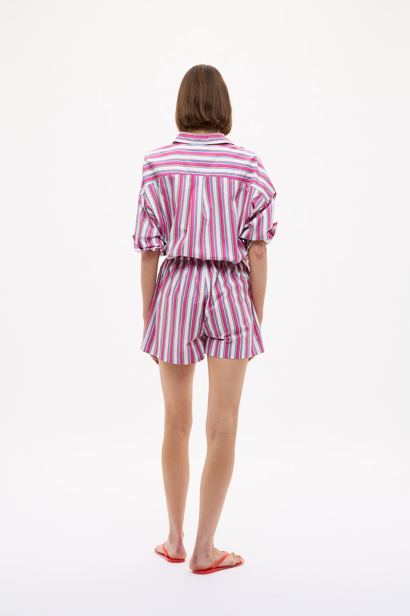 Chiara Long Sleeve Shirt Stripe - Fuschia Multi Stripe