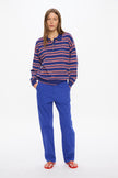 Alto Long Sleeve Stripe Polo - Indigo/Tile/Hot Coral/White