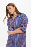 Chiara Long Sleeve Midi Dress - Stripes	Indigo/Teal/White
