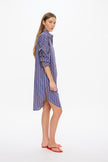Chiara Long Sleeve Midi Dress - Stripes	Indigo/Teal/White