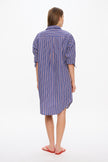 Chiara Long Sleeve Midi Dress - Stripes	Indigo/Teal/White