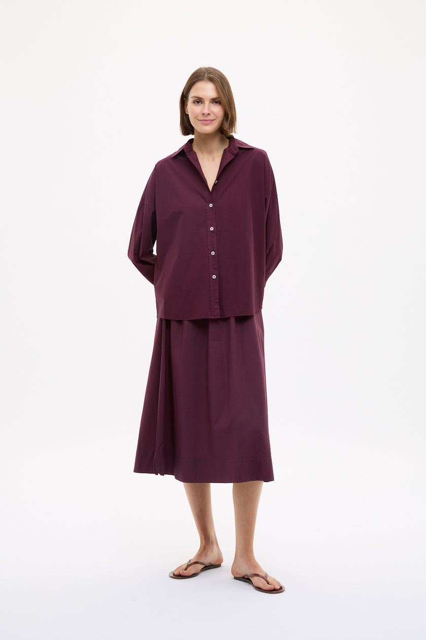 Chiara Long Sleeve Backless Shirt - Fig