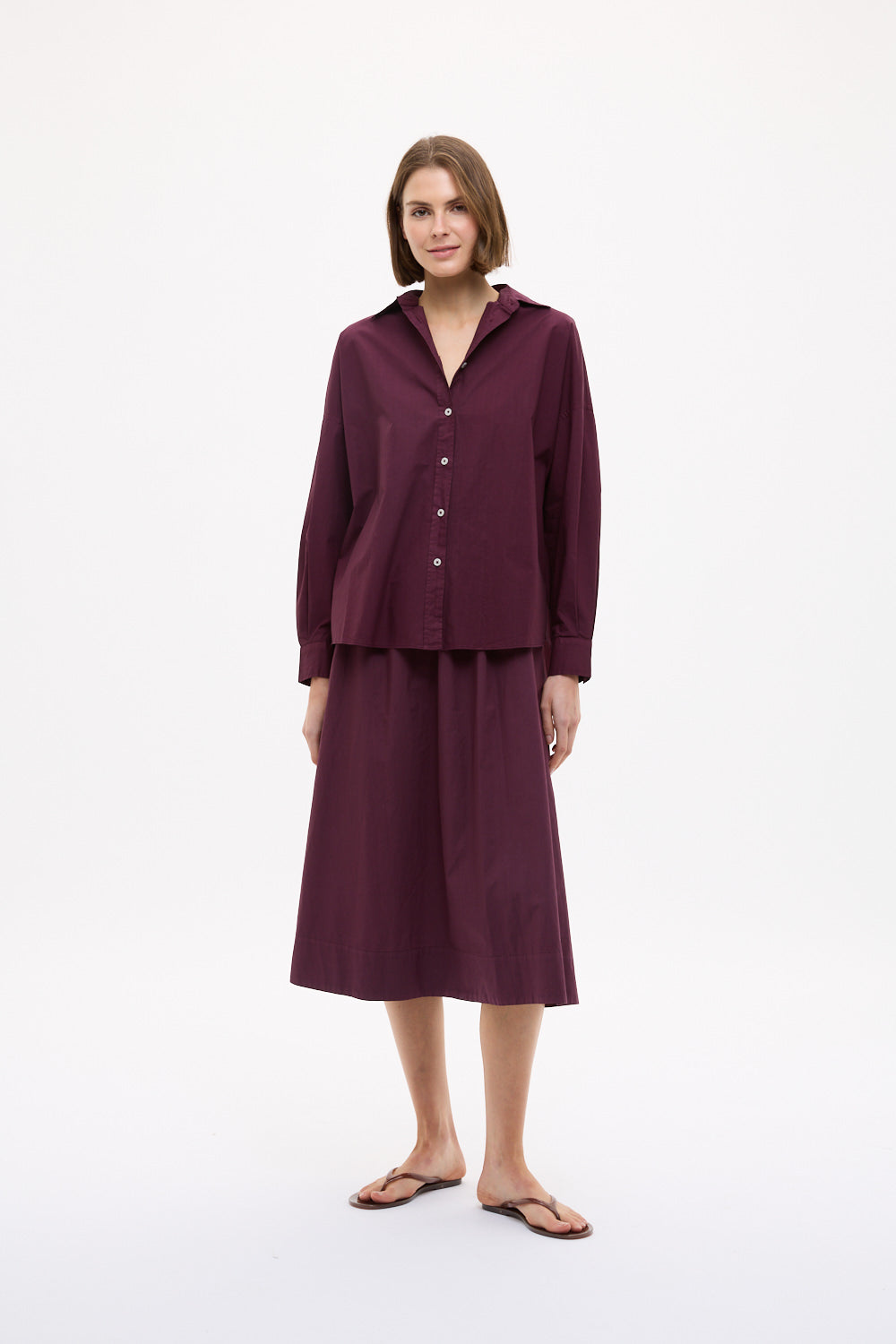 Chiara Long Sleeve Backless Shirt - Fig