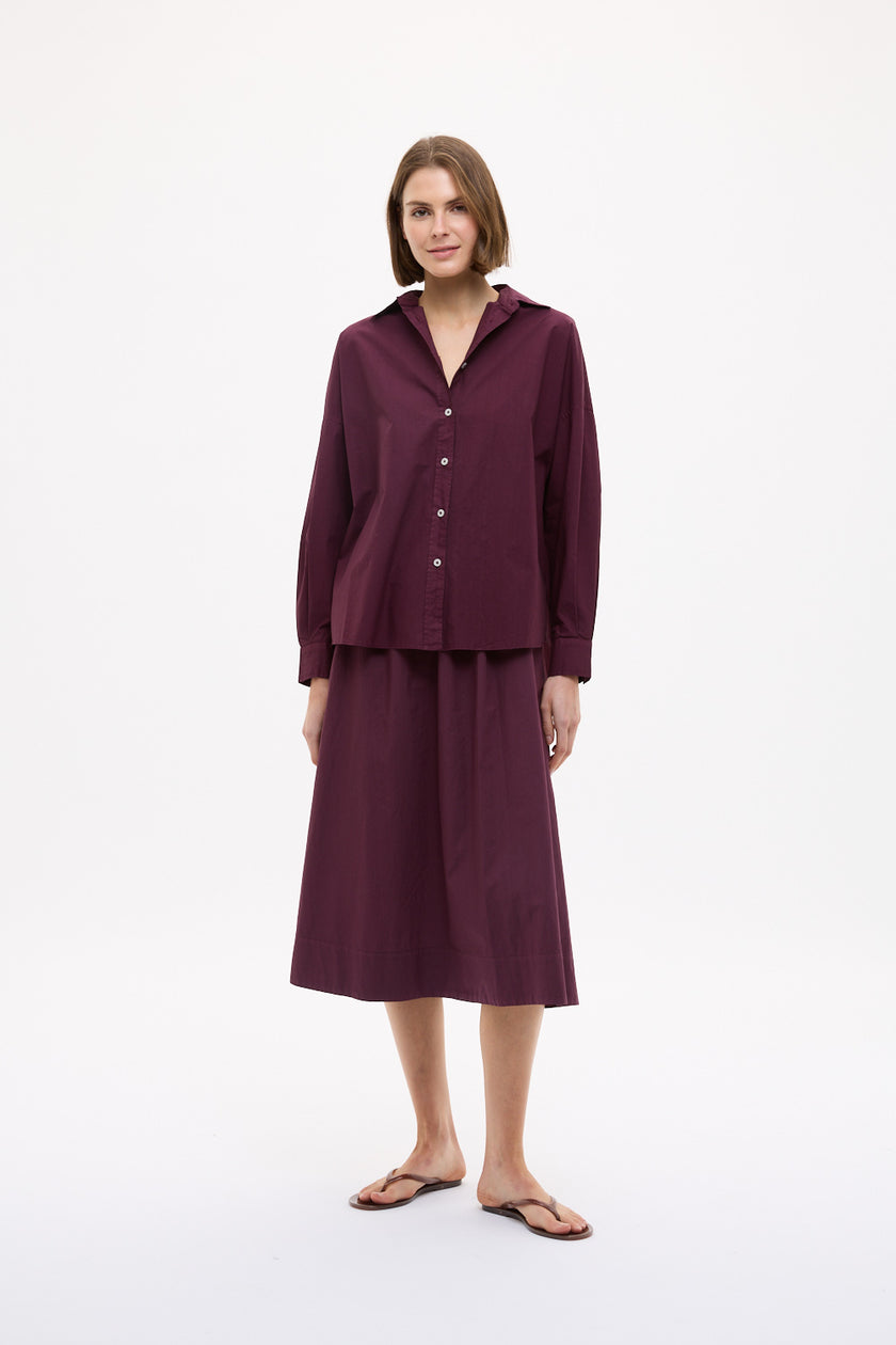 Chiara Long Sleeve Backless Shirt - Fig