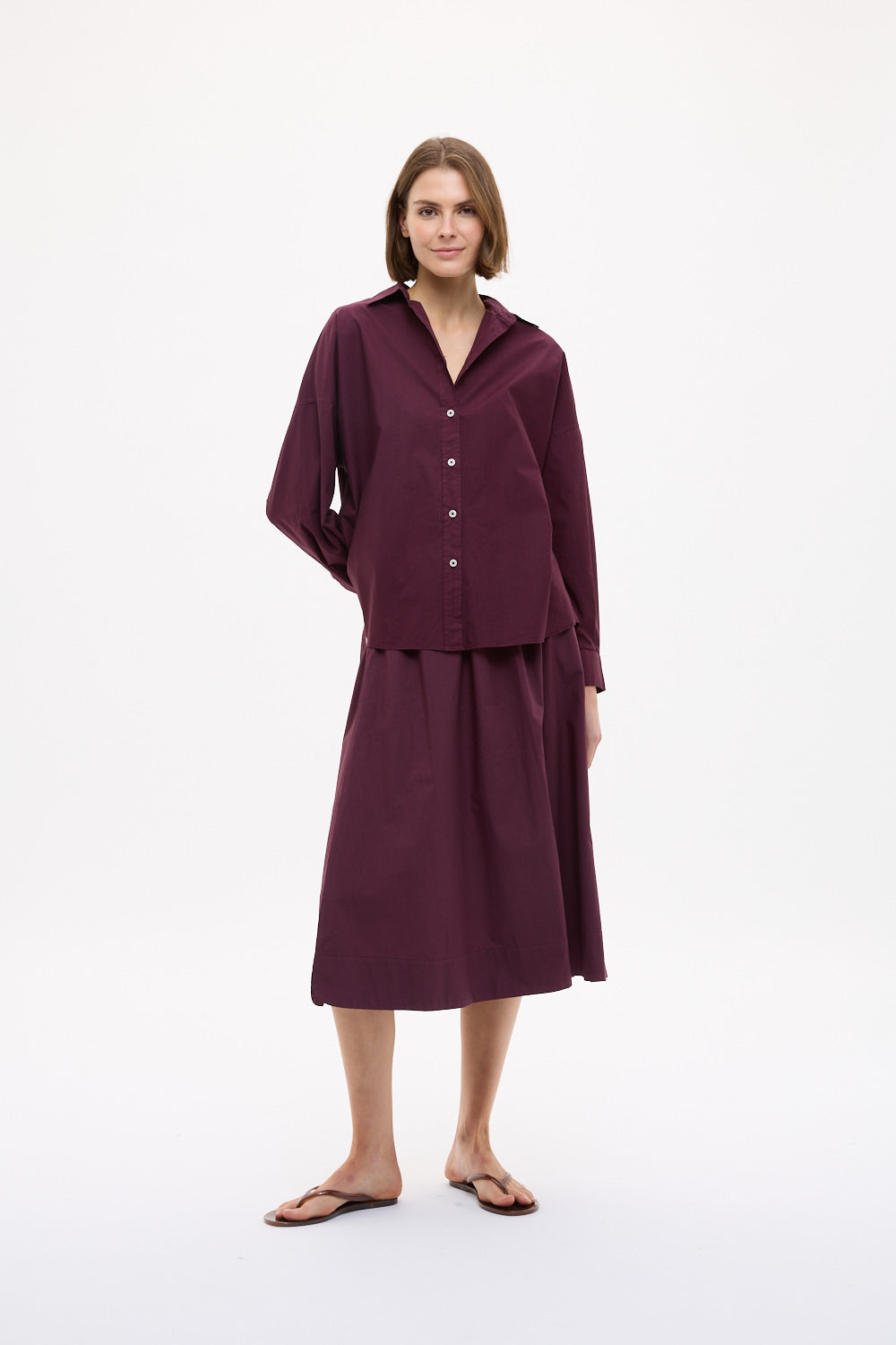 Chiara Long Sleeve Backless Shirt - Fig