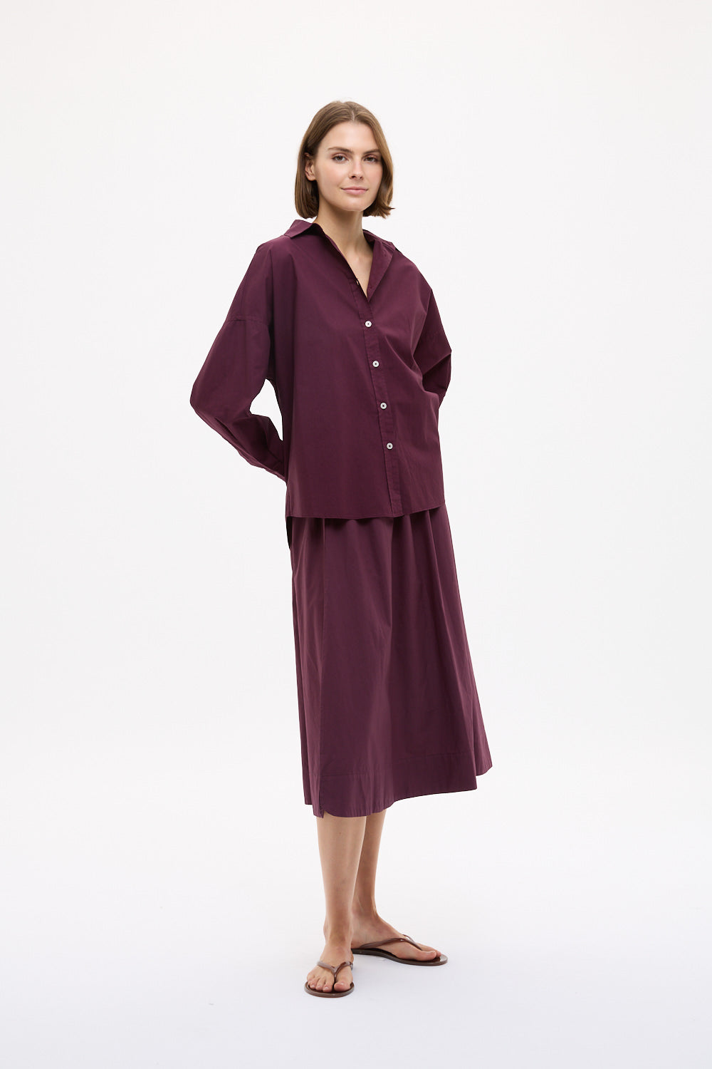 Chiara Long Sleeve Backless Shirt - Fig