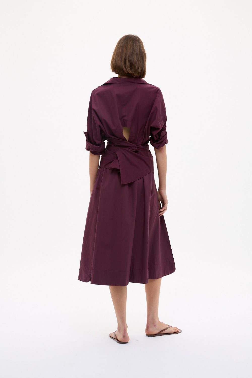 Chiara Long Sleeve Backless Shirt - Fig