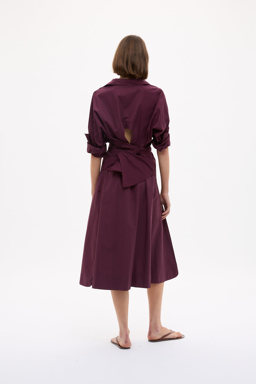 Chiara Long Sleeve Backless Shirt - Fig