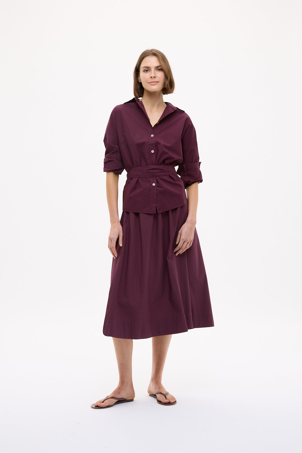 Chiara Long Sleeve Backless Shirt - Fig