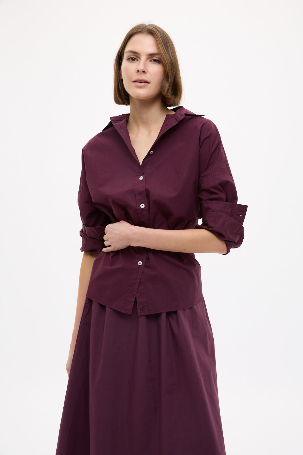 Chiara Long Sleeve Backless Shirt - Fig