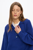 Balloon Sleeve Polo Knit - Indigo