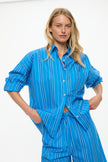 Mara Drawstring Mid Lenght Shorts - Cotton  Ink Blue/Navy/White Stripe