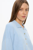 Balloon Sleeve Polo Knit - Sky