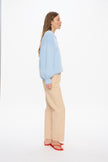 Balloon Sleeve Polo Knit - Sky
