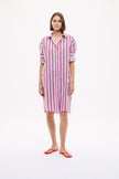 Chiara Long Sleeve Midi Dress Multi Stripe - Fuschia Multi Stripe