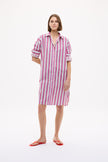 Chiara Long Sleeve Midi Dress Multi Stripe - Fuschia Multi Stripe
