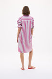 Chiara Long Sleeve Midi Dress Multi Stripe - Fuschia Multi Stripe