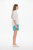 Chiara Long Sleeve Shirt Classic  - Stripes - White/Teal/Bubble Gum