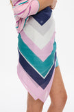 Rimini - Square Scarf - Bubble Gum/Navy/Teal/White